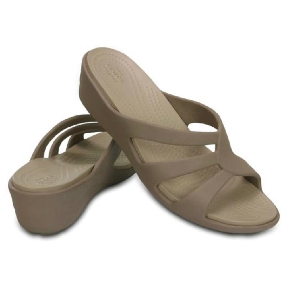 Crocs Sanrah Nude Strappy low Wedge